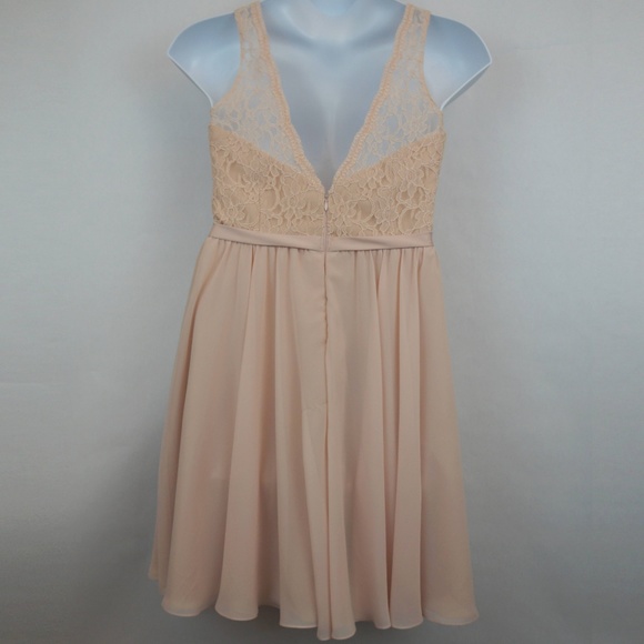 Mori Lee Lace Bodice Chiffon Bridesmaid Prom Dress - Picture 4 of 7